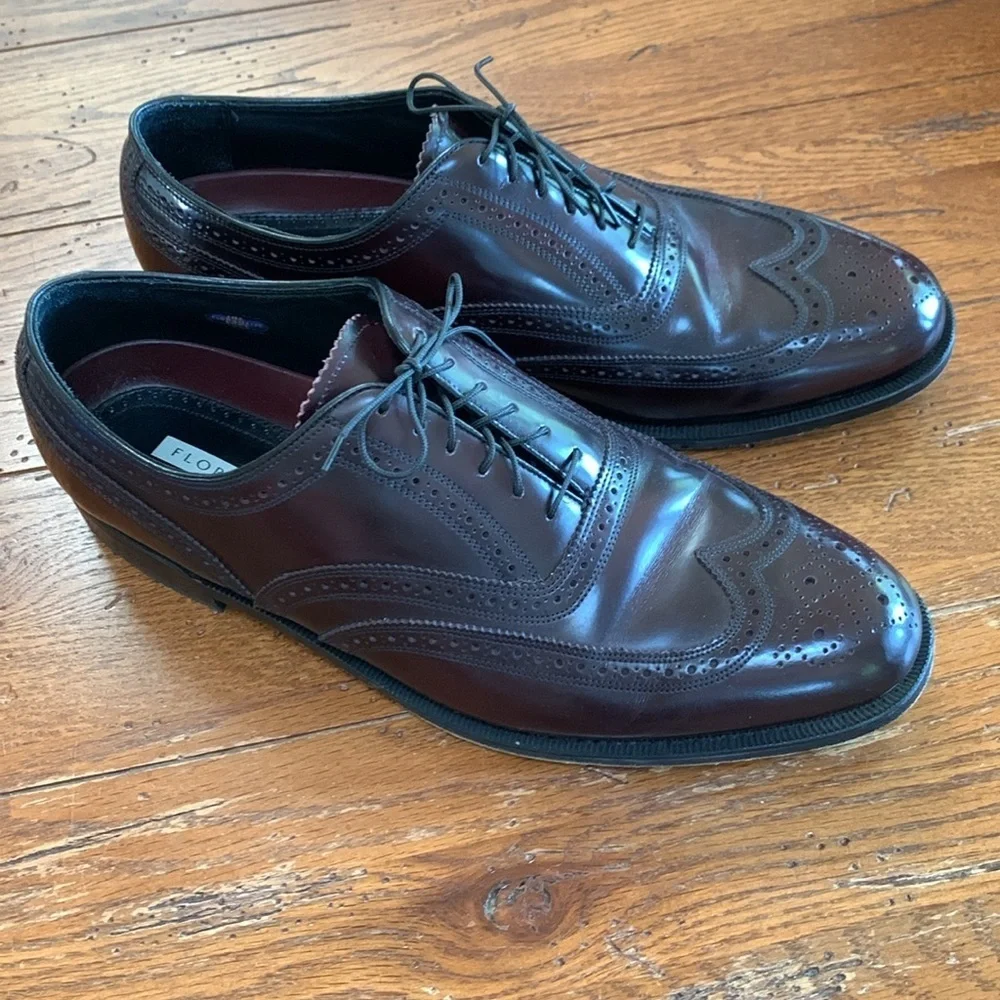 Florsheim Wingtip Oxford Lace-up Shoes Men’s Burgundy Leather Size 12 3E Width